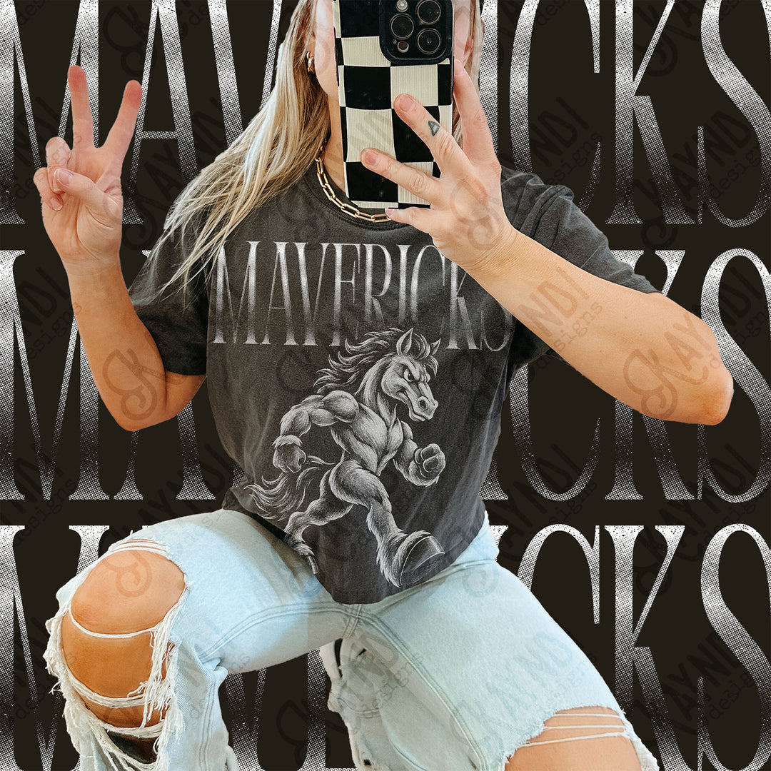 Halftone Mascots Mavericks 5 DTF transfer mockup