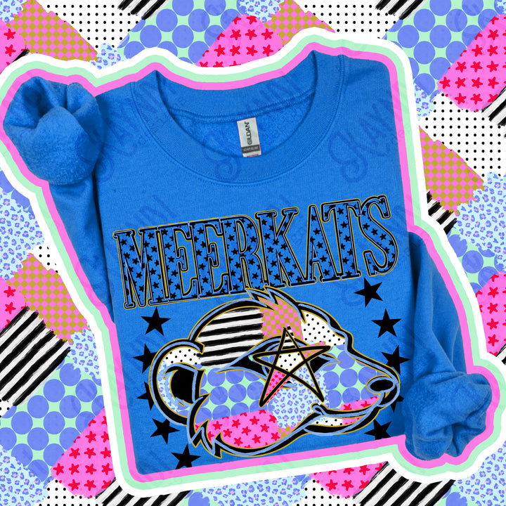 Meerkats Patchwork Varsity Stars mascot DTF transfer