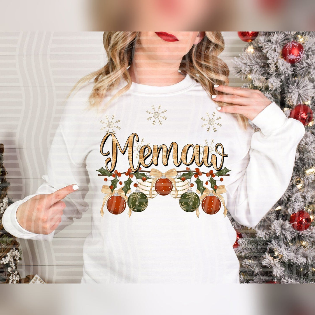Memaw Christmas Name Ornaments DTF transfer