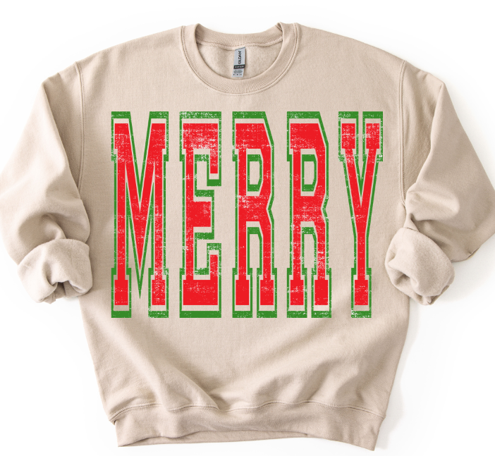 Merry Oversized Red and Green Outline   Digital Download