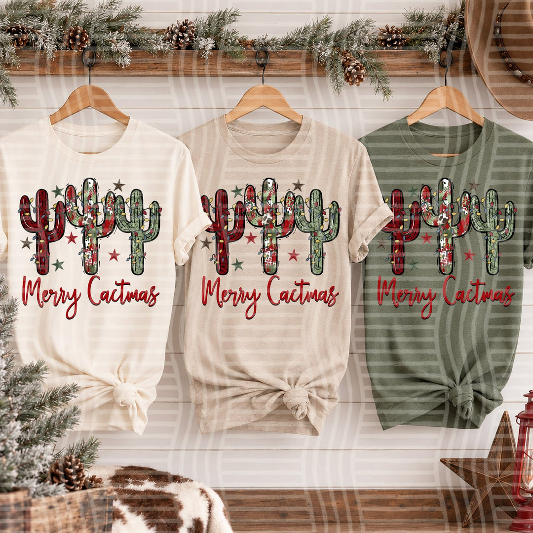 Merry Cactmas Cowboy Christmas DTF transfer