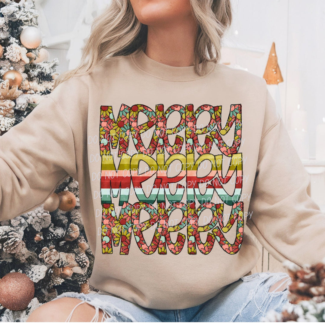 Merry Flowers DTF transfer mockup