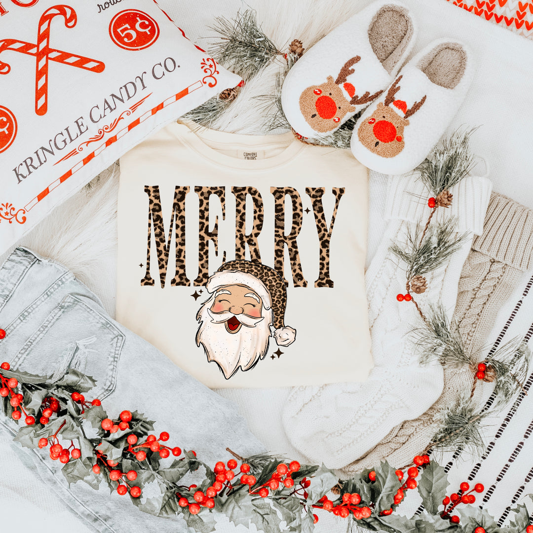 Merry Leopard Santa (Light Skin Tone) DTF transfer – mockup