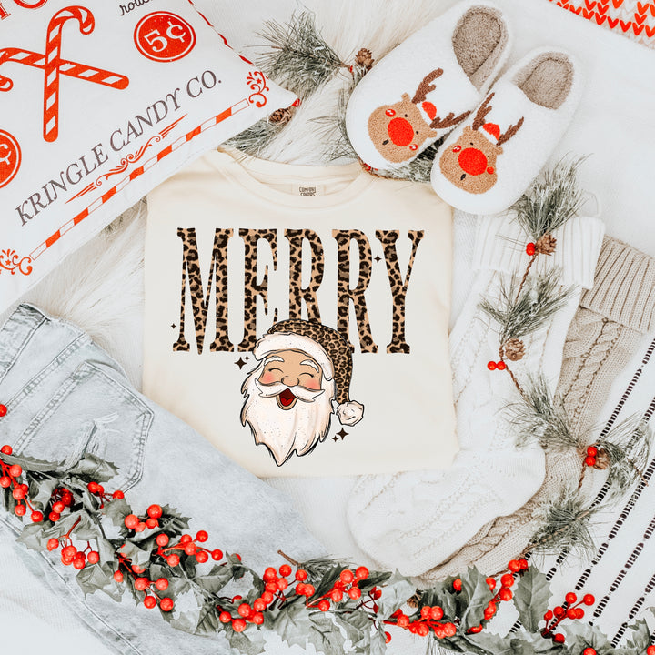 Merry Leopard Santa (Light Skin Tone) DTF transfer – mockup