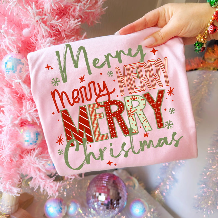Merry Merry Merry Christmas DTF transfer – mockup