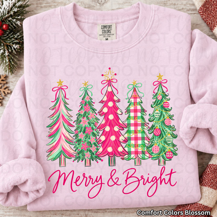 Merry and Bright Christmas Trees Christmas apparel mockup – Lovie T Designs