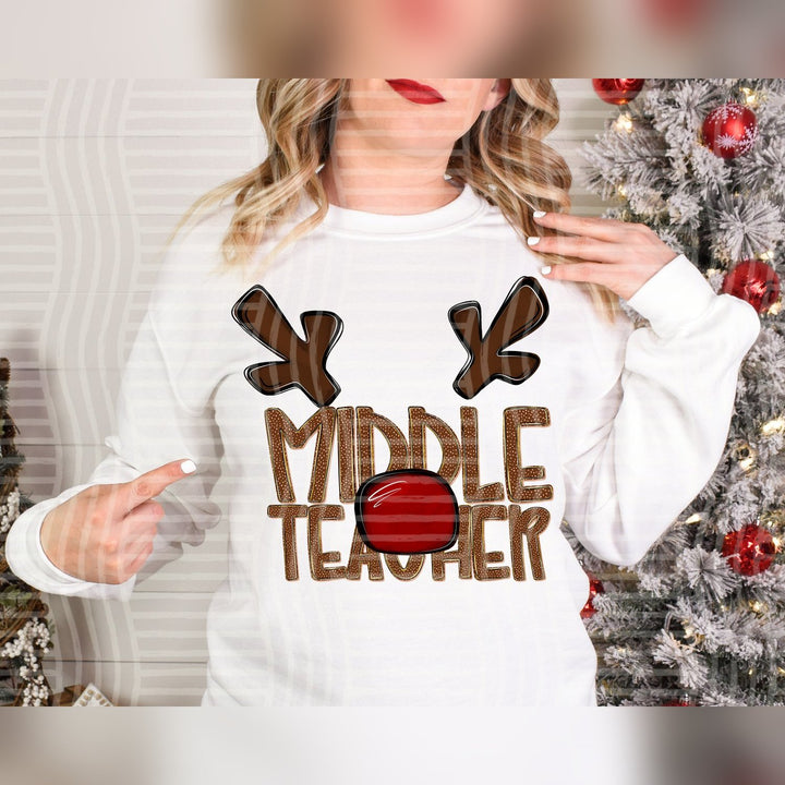 Middle Teacher Deer Antler School Staff DTF transfer