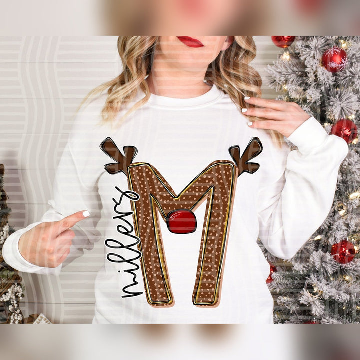 Millers Deer Antler Initial Mascots DTF transfer