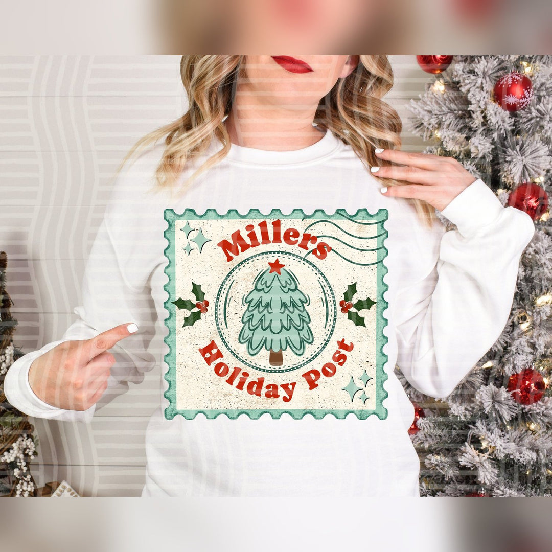 Millers Holiday Post Mascot Stamps DTF transfer