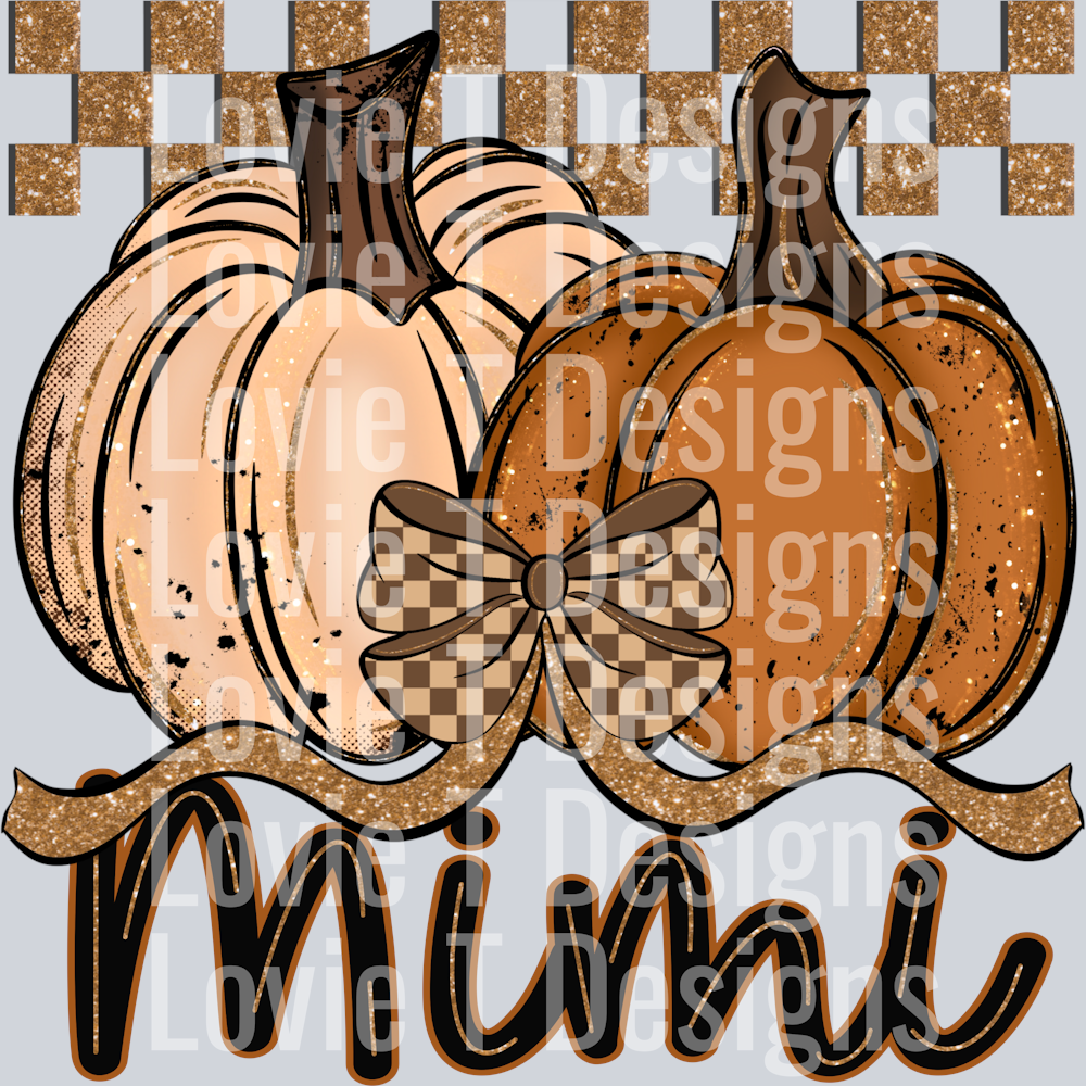 Mimi Fall Checkered Glitter Pumpkin