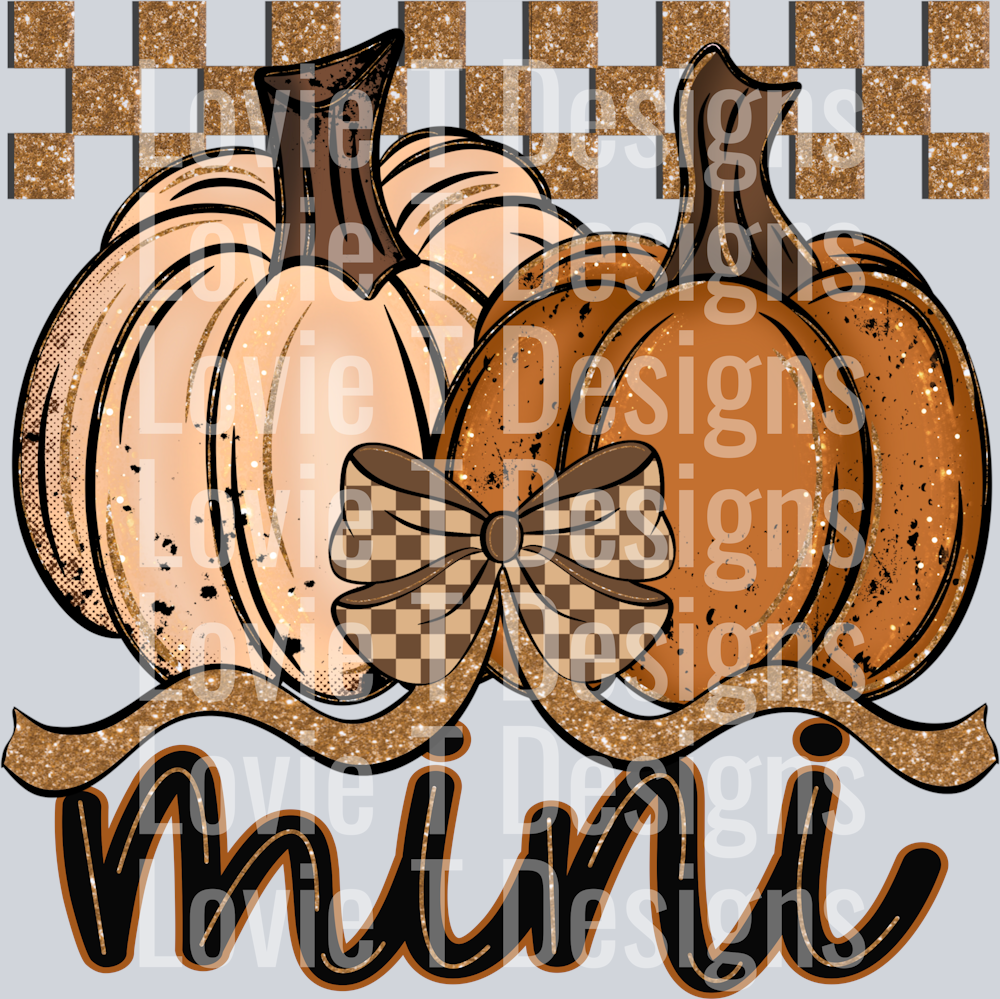 Mini Fall Checkered Glitter Pumpkin