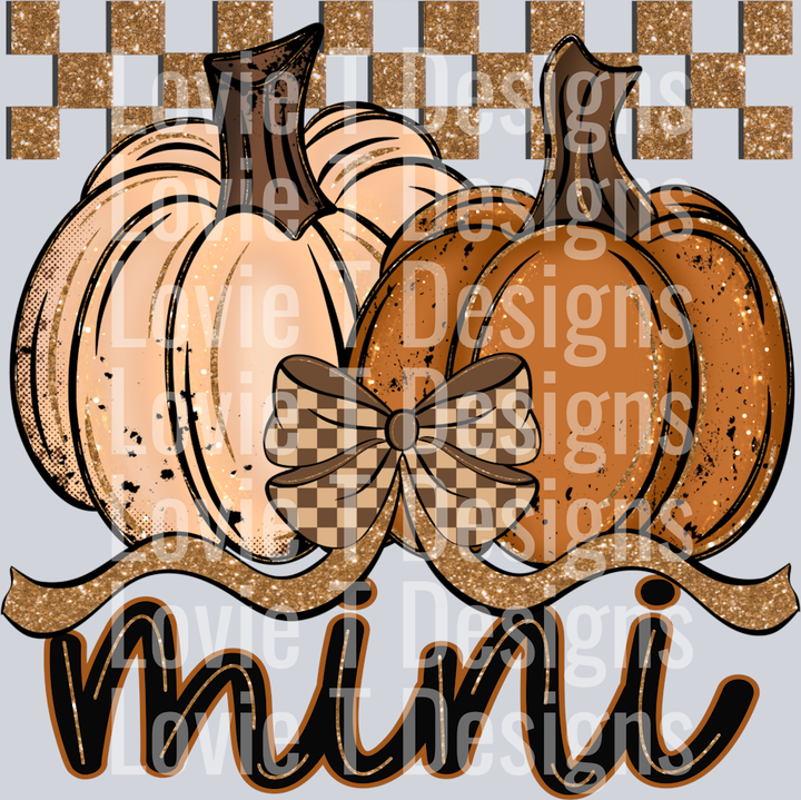 Mini Fall Checkered Glitter Pumpkin