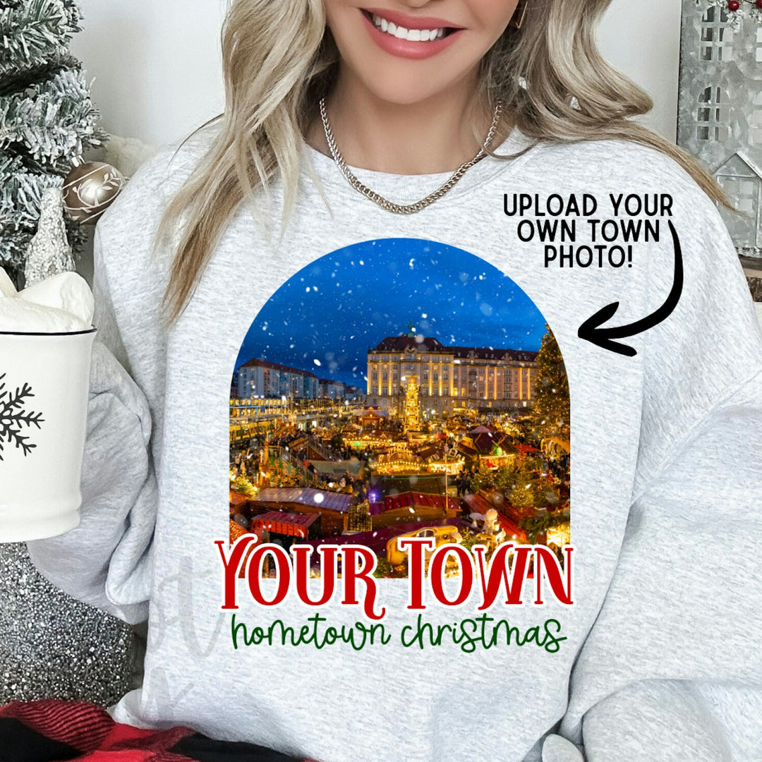 Hometown Christmas Photo Frame customizable DTF transfer mockup