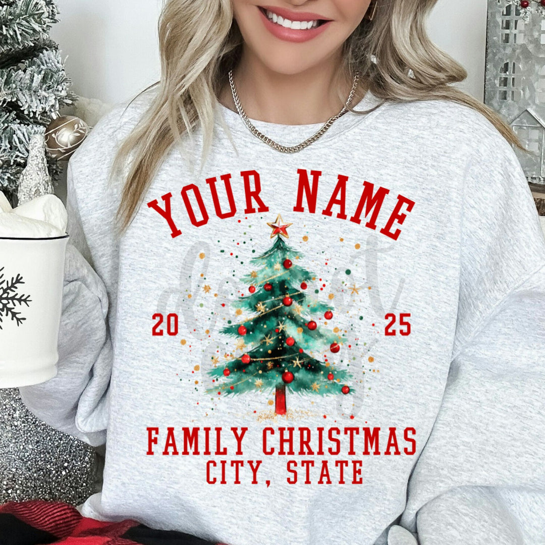 Family Christmas Tree Name customizable DTF transfer mockup
