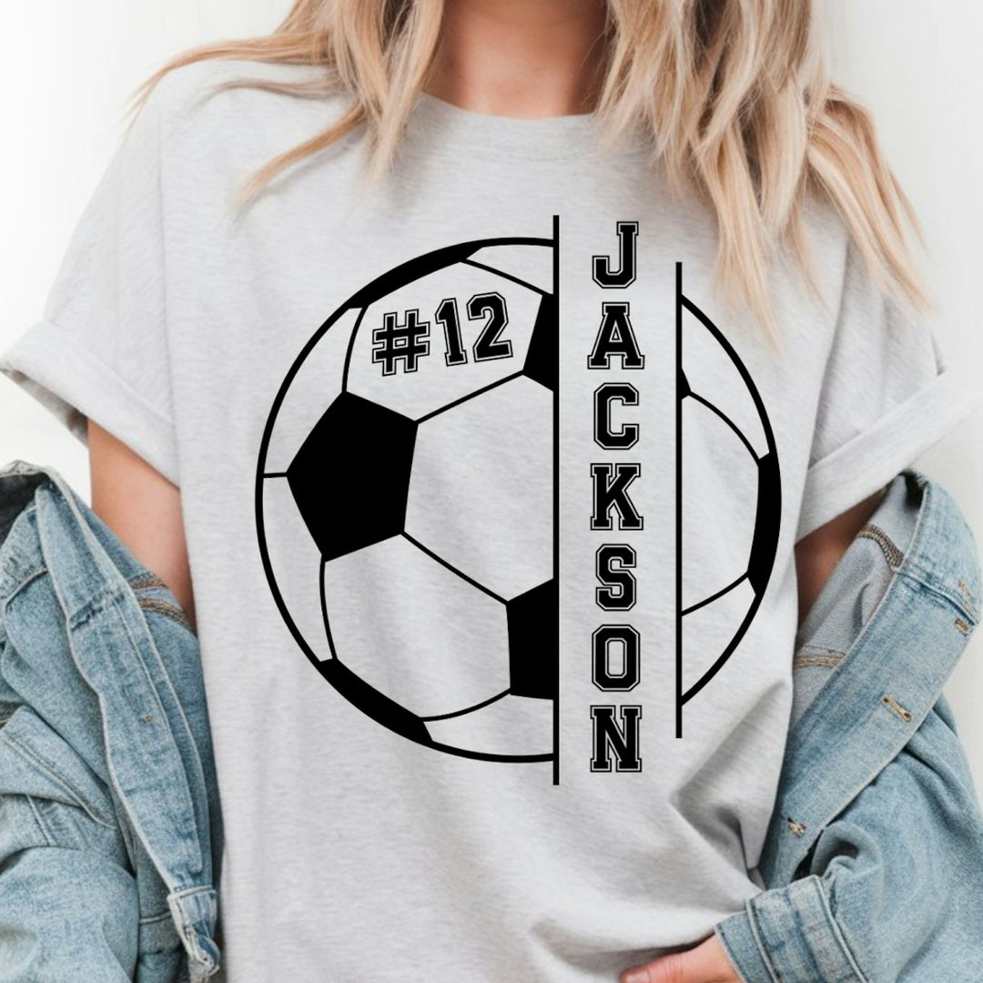 Split Soccer Ball customizable DTF transfer mockup