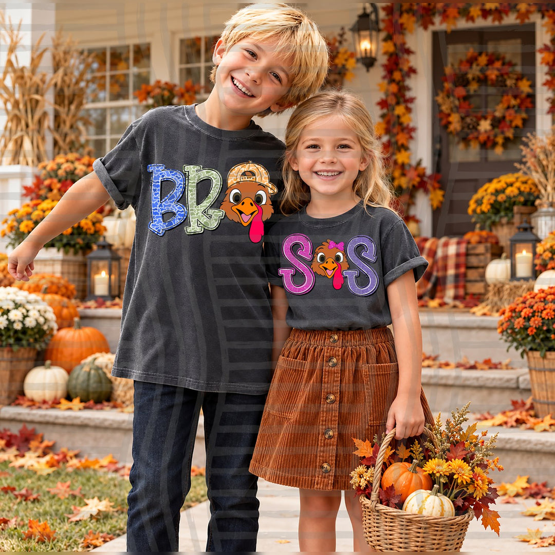 Bro and Sis matching turkey shirts Bro Sis Turkey DTF transfer