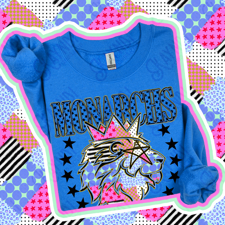 Monarchs Patchwork Varsity Stars mascot DTF transfer