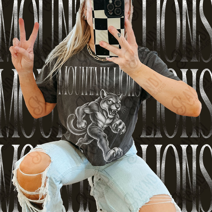 Halftone Mascots Mountain Lions DTF transfer mockup