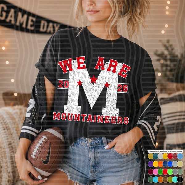 Varsity Initials White Outline Mascots Mountaineers design