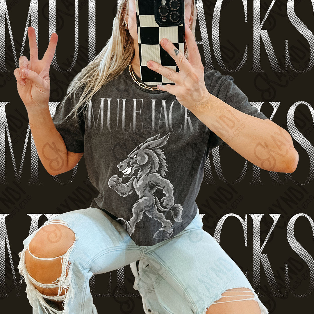 Halftone Mascots Mule Jacks DTF transfer mockup