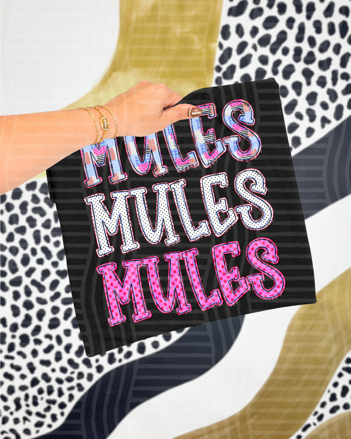 Dolly Tri Stacked Mascots Mules design
