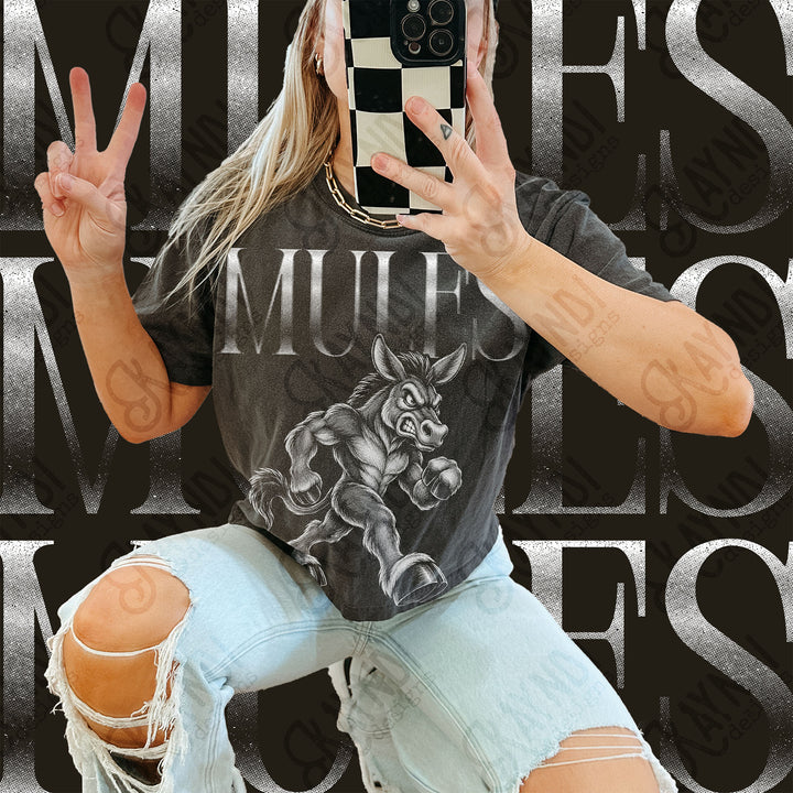 Halftone Mascots Mules DTF transfer mockup