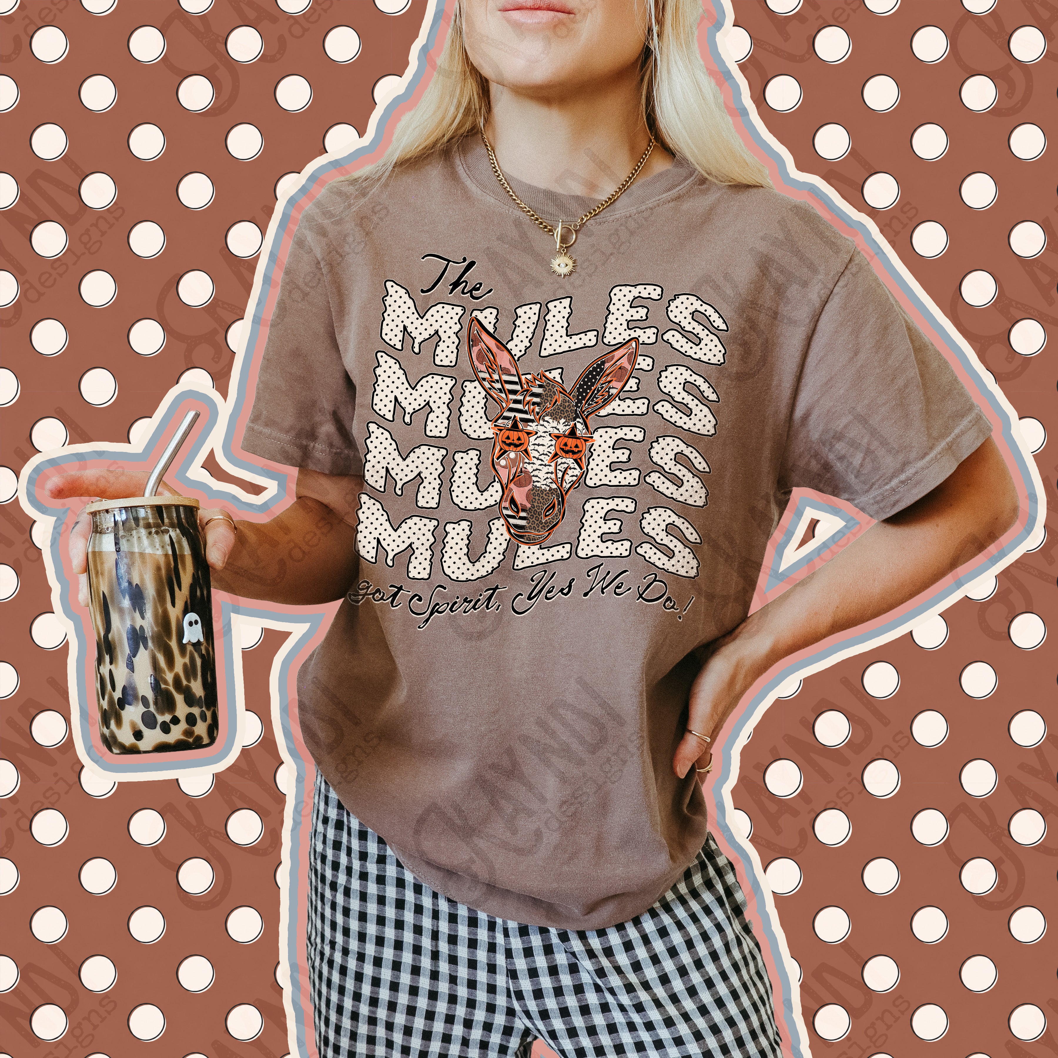 Patchwork Pumpkin Spirit Mascots Mules design