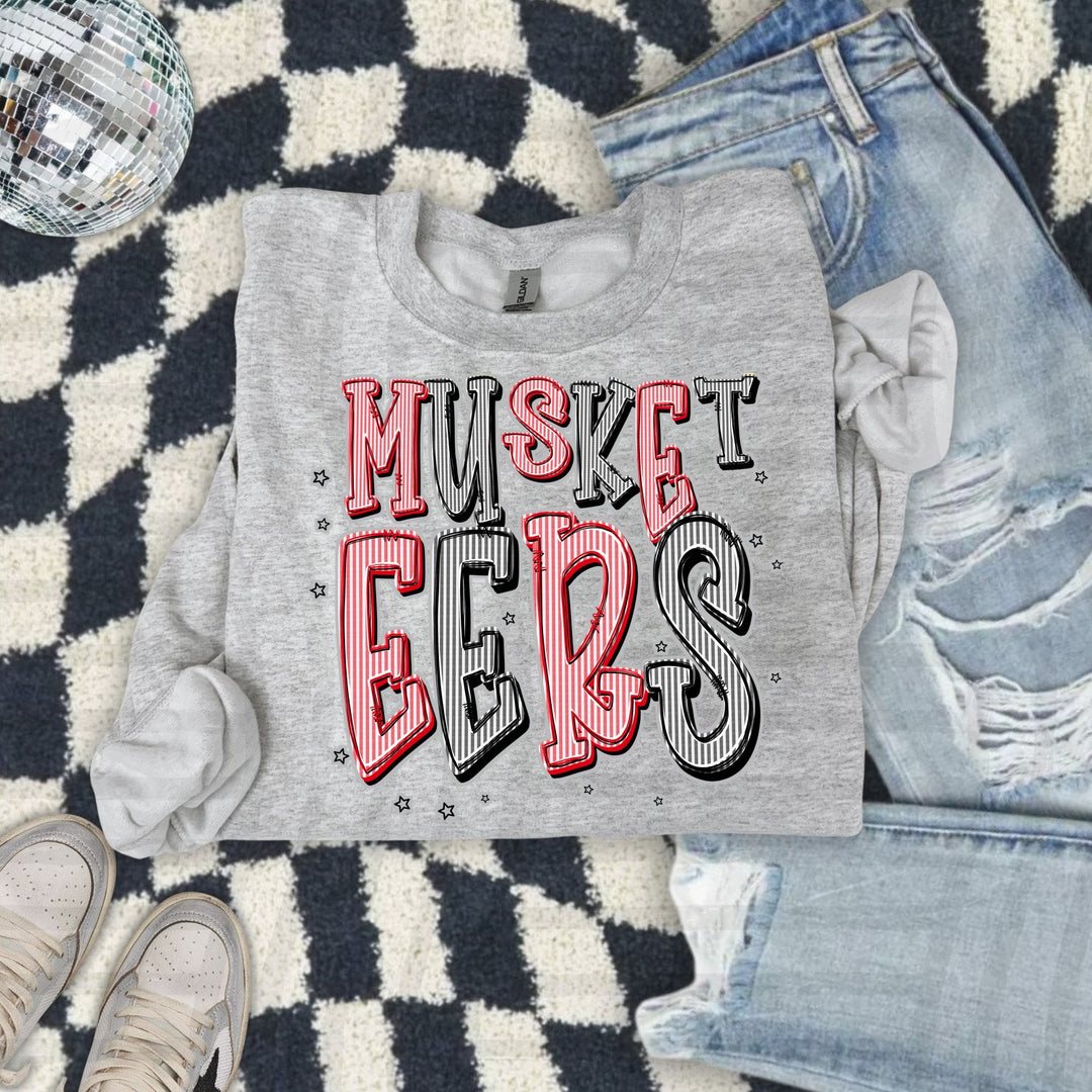 Musketeers Red & Black Seersucker Chic Two Color DTF transfer mockup