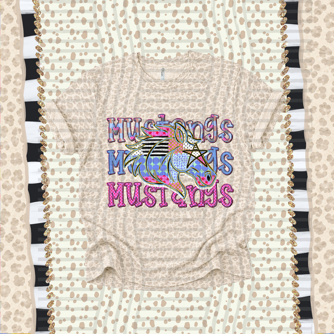Mustangs Dolly Doodle mascot DTF transfer