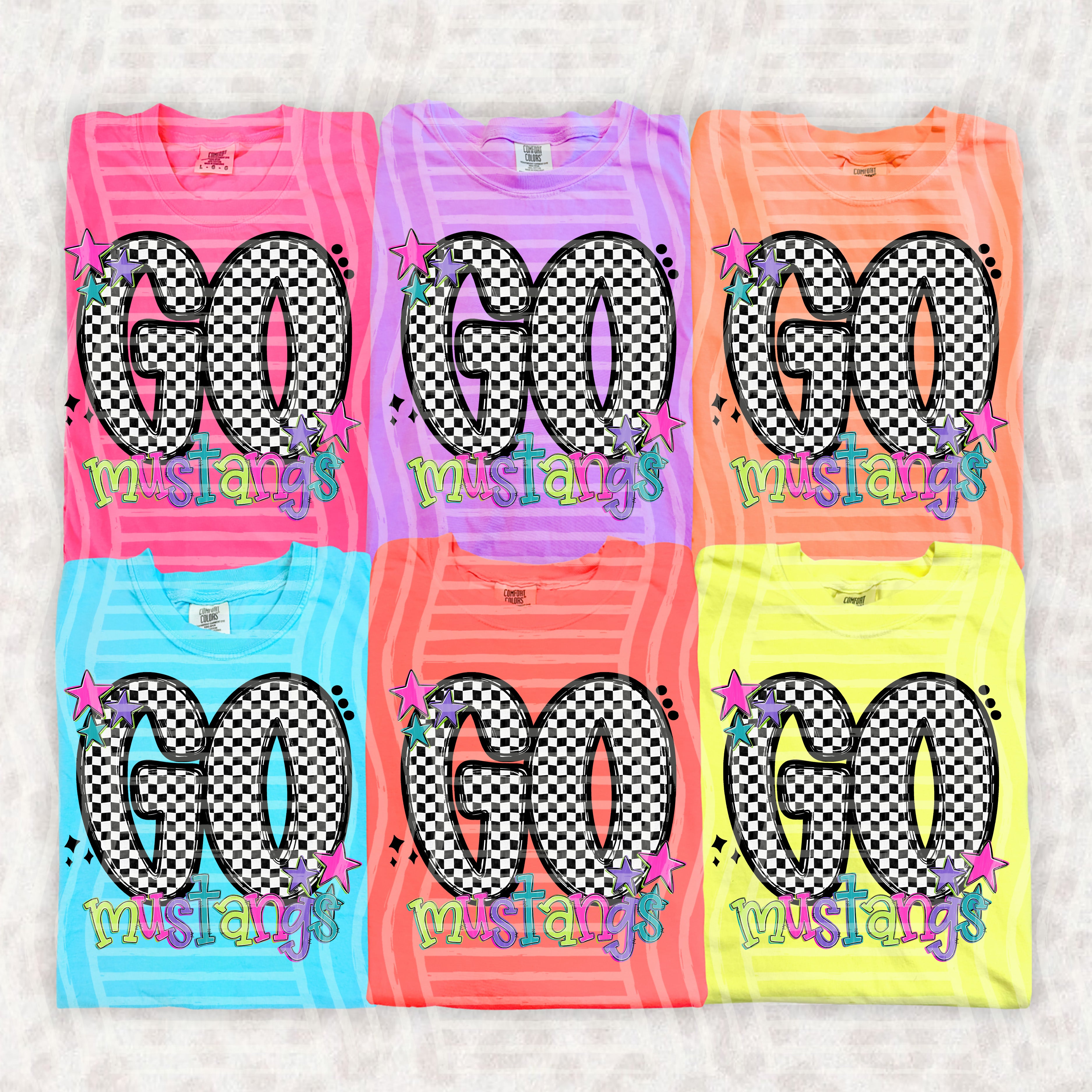 Go Checker Neons Mascots Mustangs design
