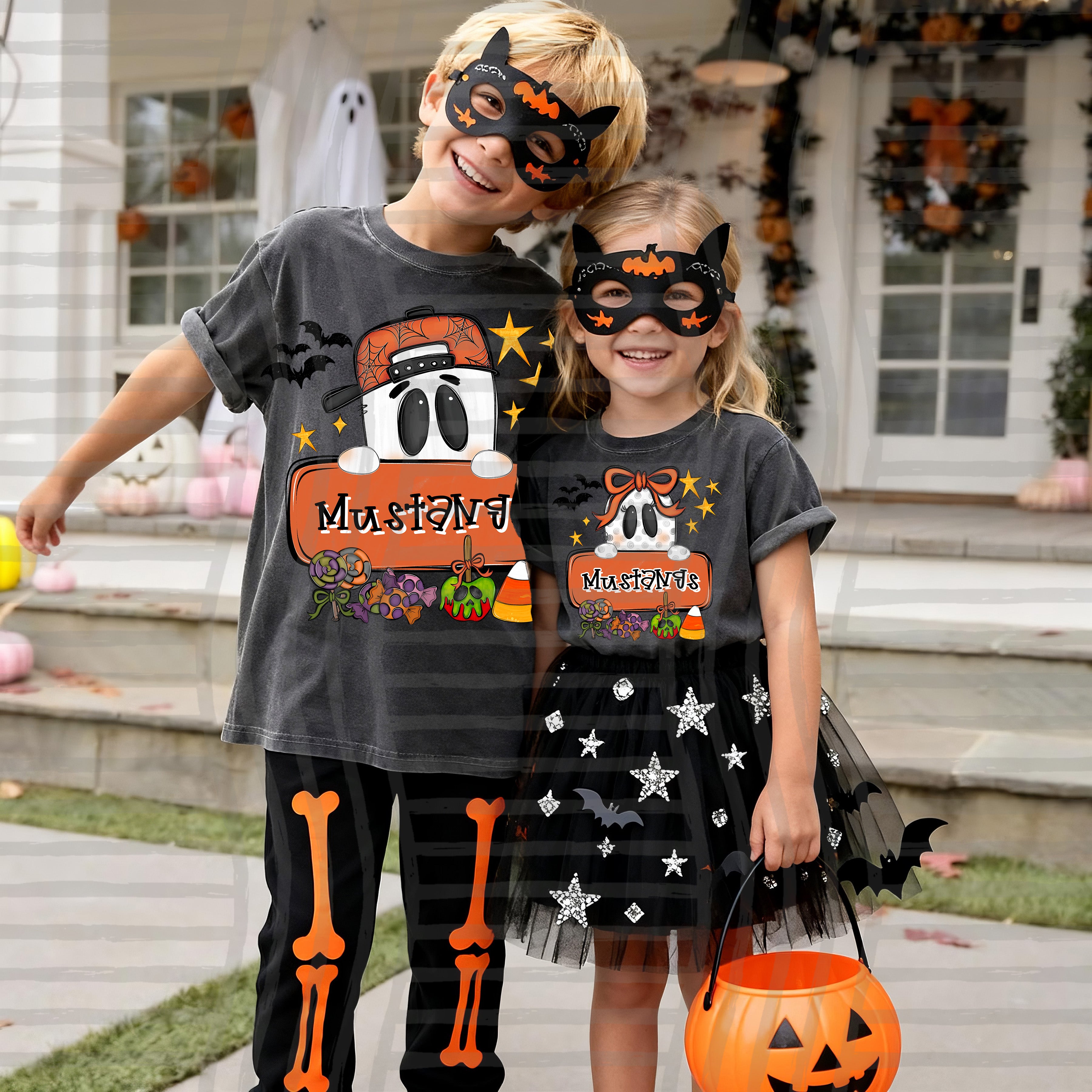 Halloween Frames Mascots Mustangs design