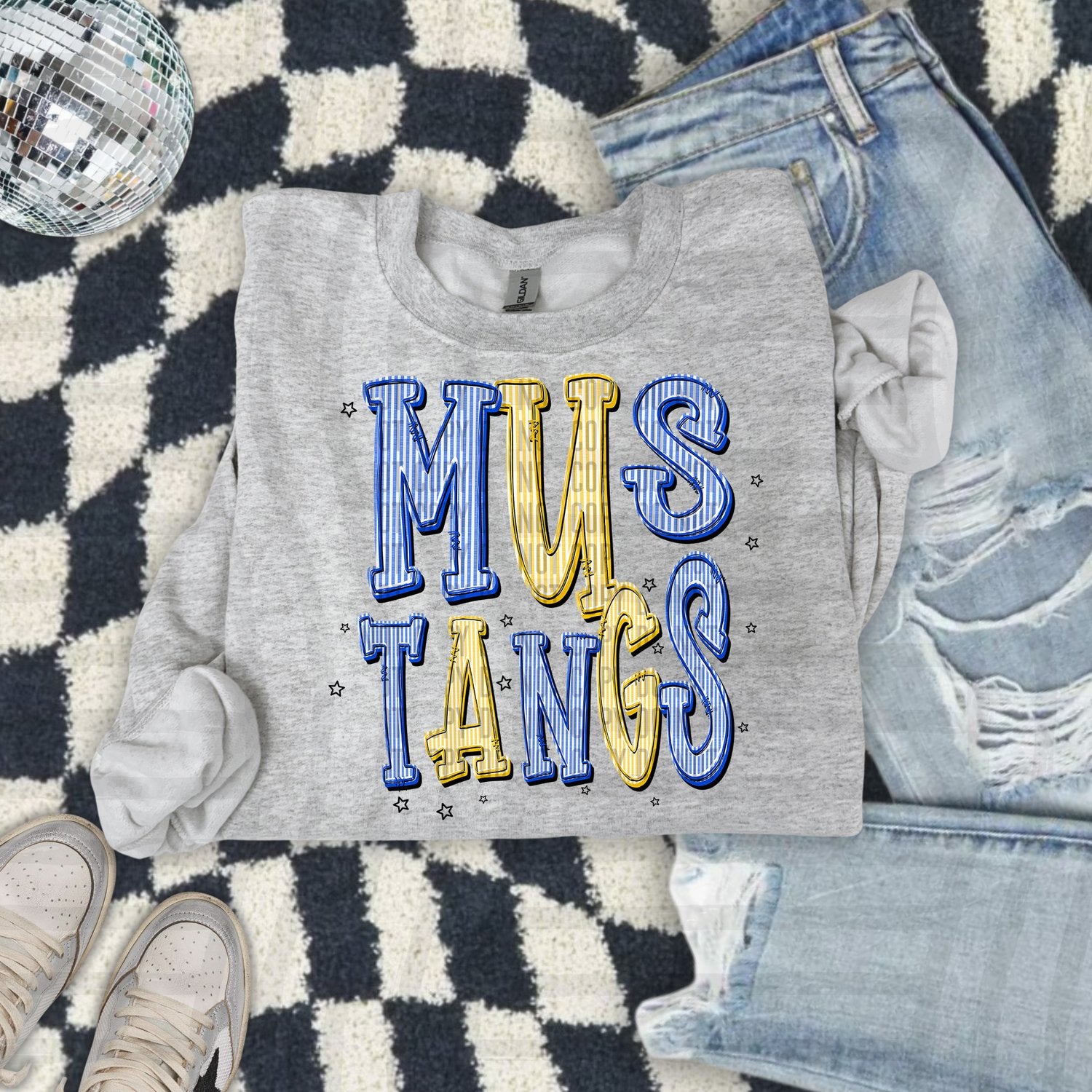 Seersucker Chic Two Color Mascots Mustangs design