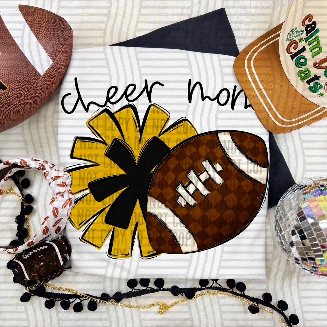 Cheer Mom DTF transfer in Mustard & Black