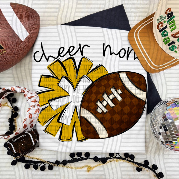 Cheer Mom DTF transfer in Mustard & White