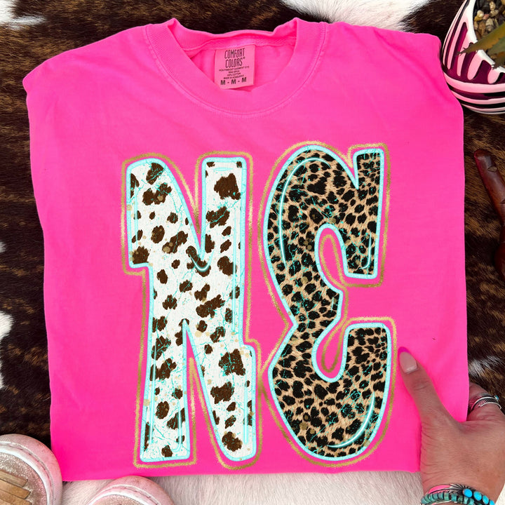 NE TURQUOISE GLOW GOLD FOIL WESTERN LEOPARD & COW PRINT