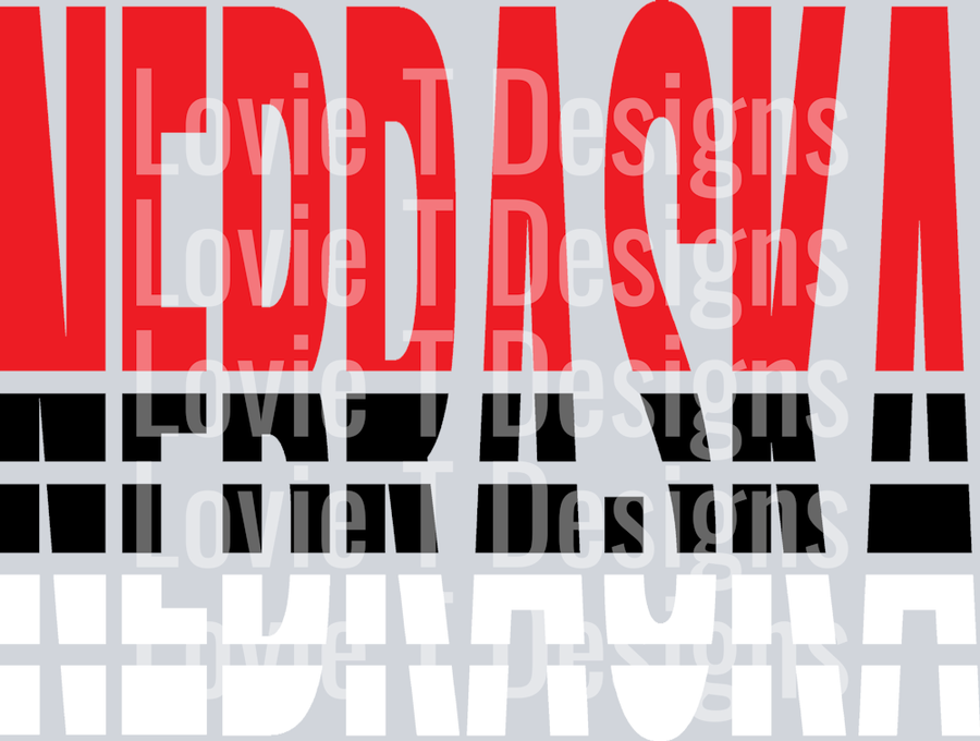 NEBRASKA SPLIT VARSITY RED BLACK AND WHITE