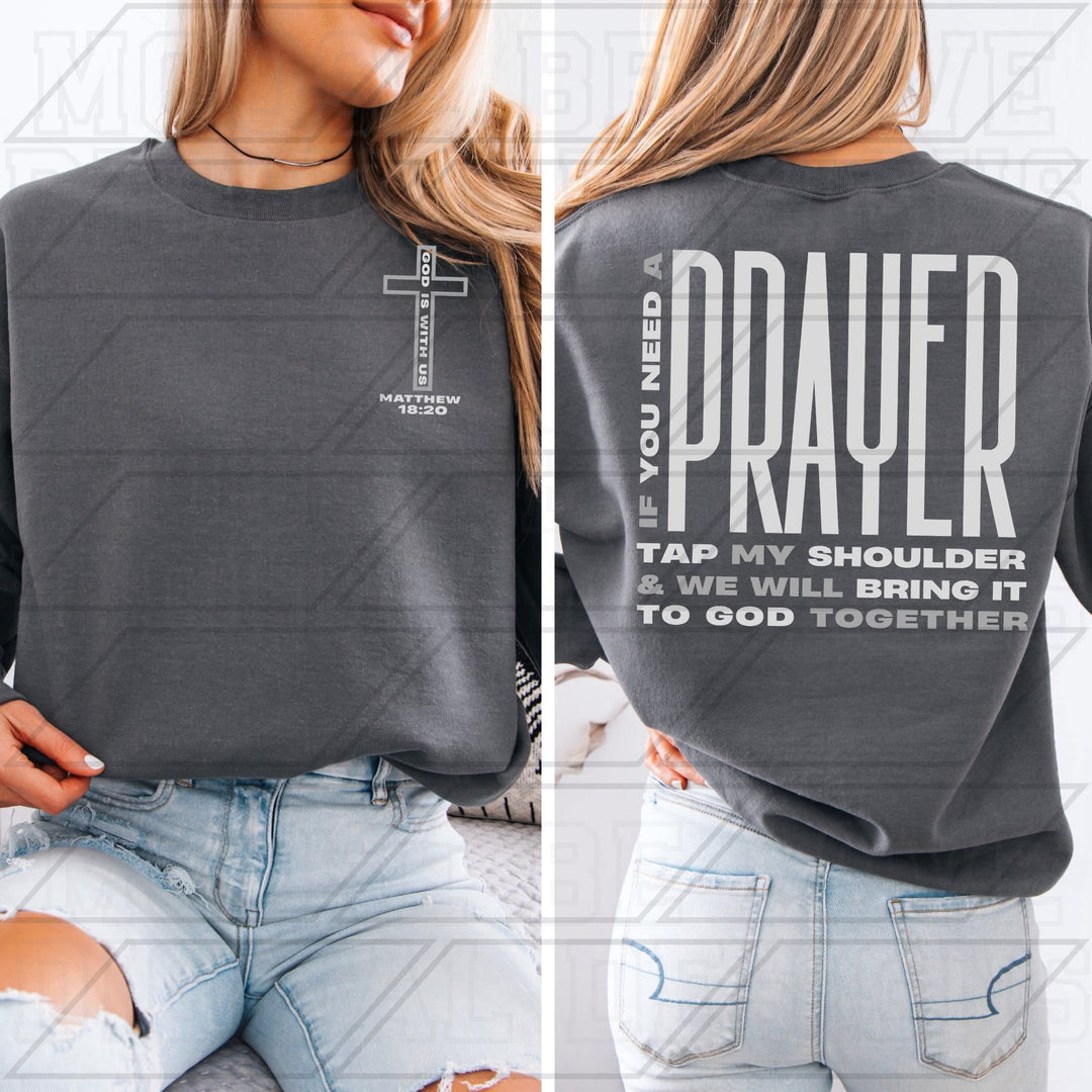 NEED A PRAYER MATTHEW 1820 UNISEX LIGHT GRAY BACK