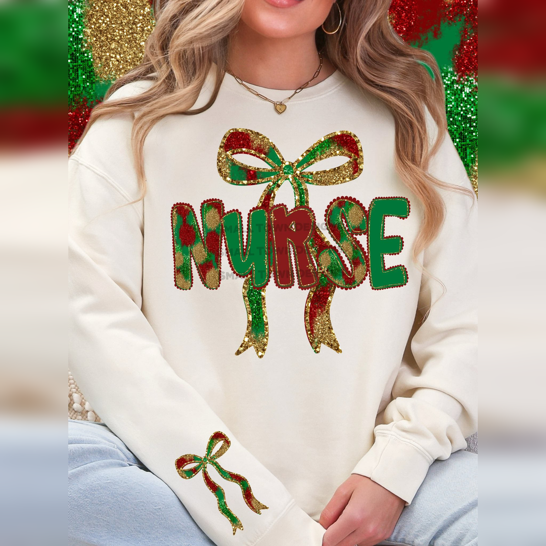 Nurse Christmas Bow – DTF Transfer