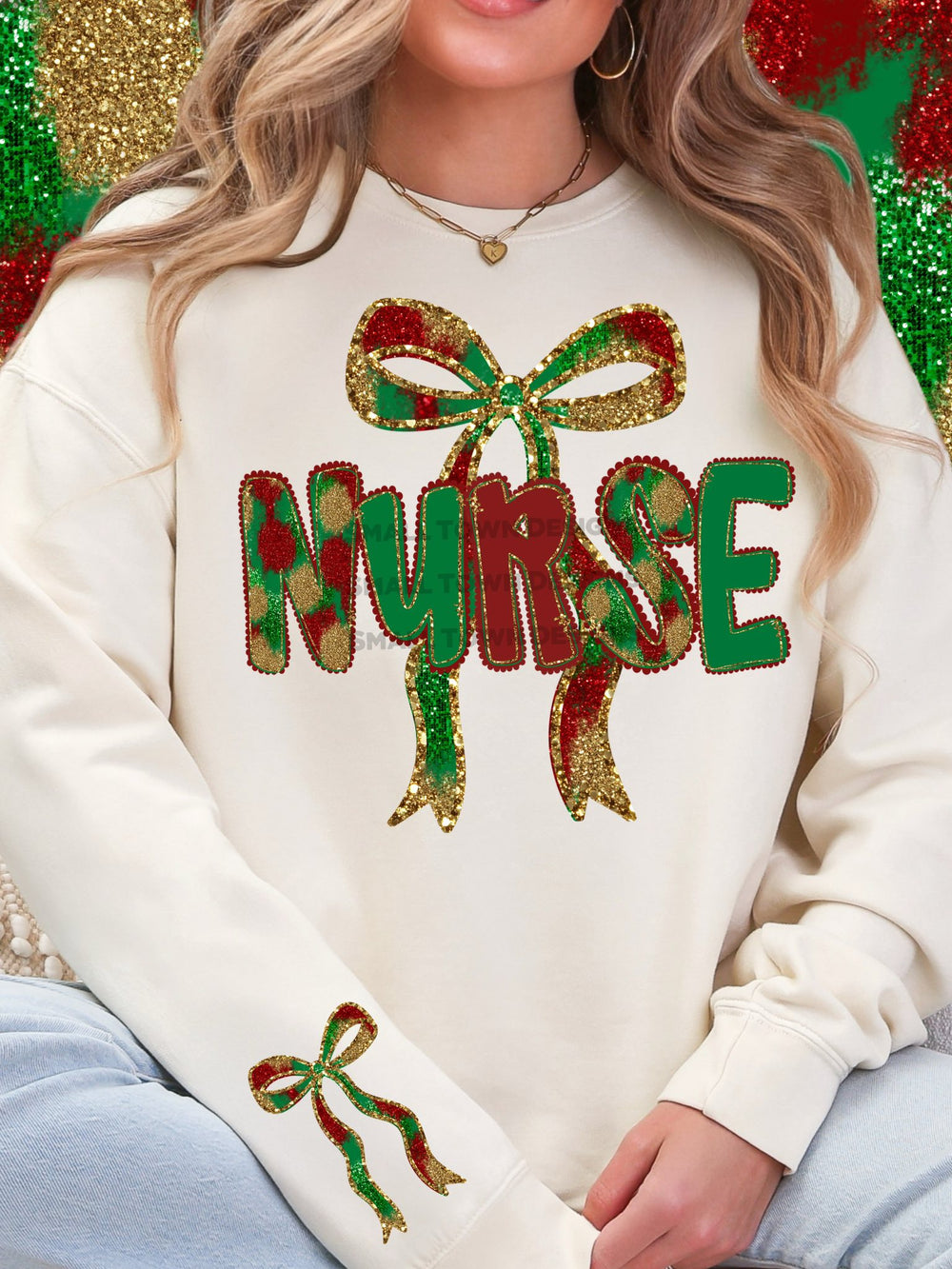 Nurse Christmas Bow DTF transfer design – image 1