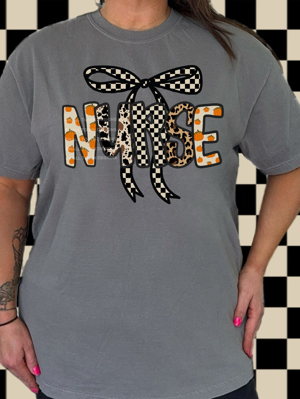 Nurse Fall Bow DTF transfer design – image 1