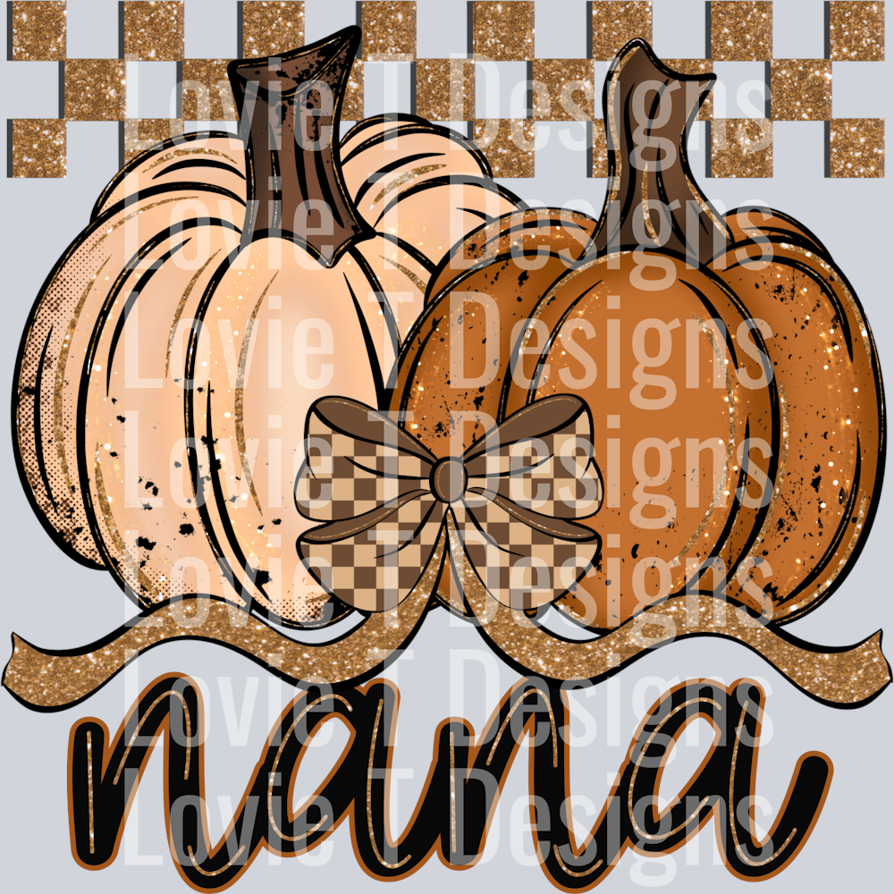 Nana Fall Checkered Glitter Pumpkin