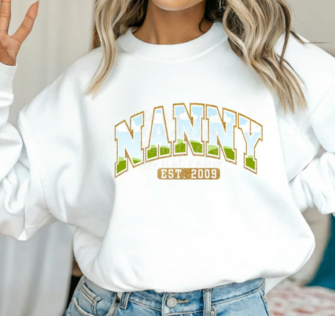 Nanny Est. Date Photo customizable DTF transfer mockup