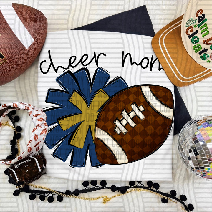 Cheer Mom DTF transfer in Navy & Gold