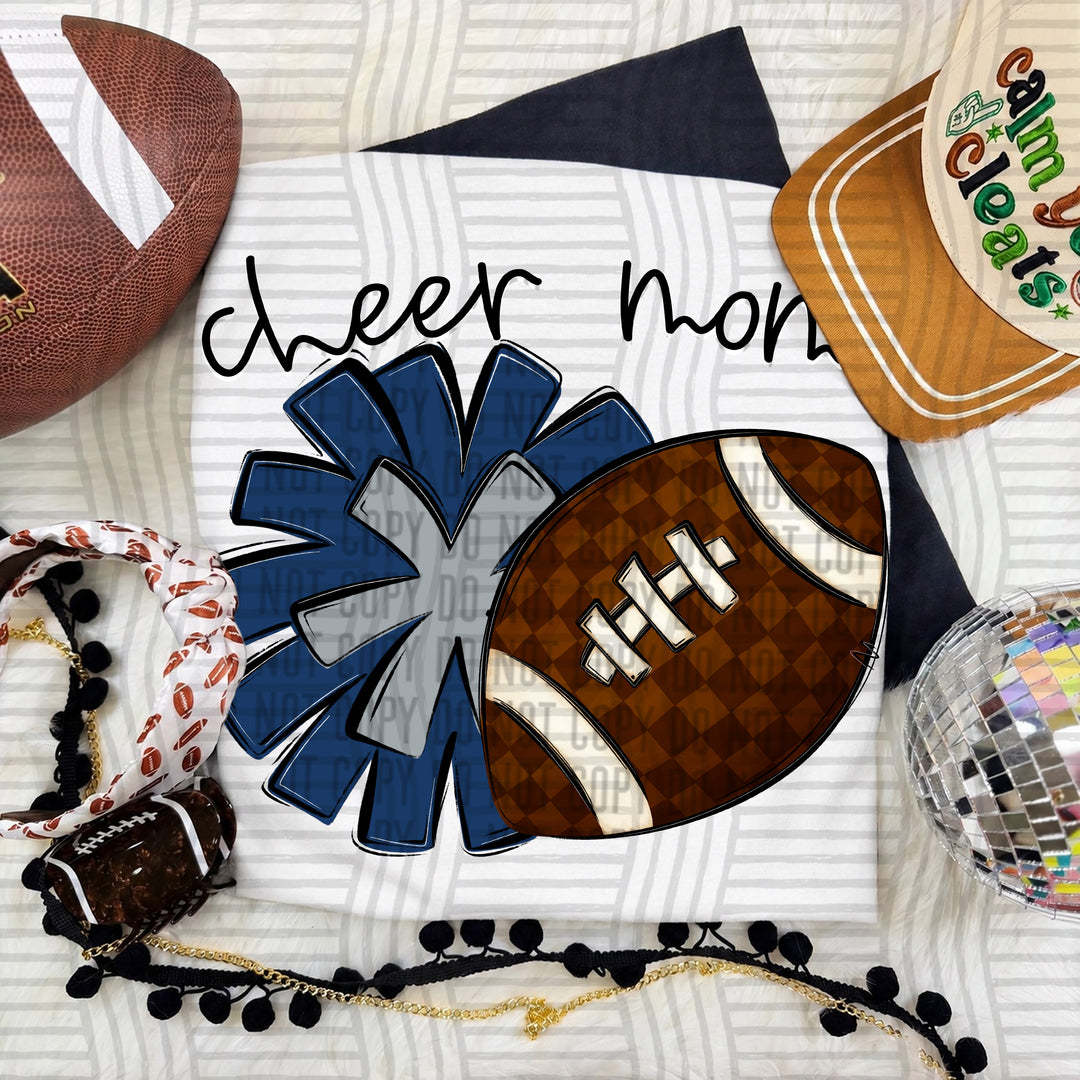 Cheer Mom DTF transfer in Navy & Grey