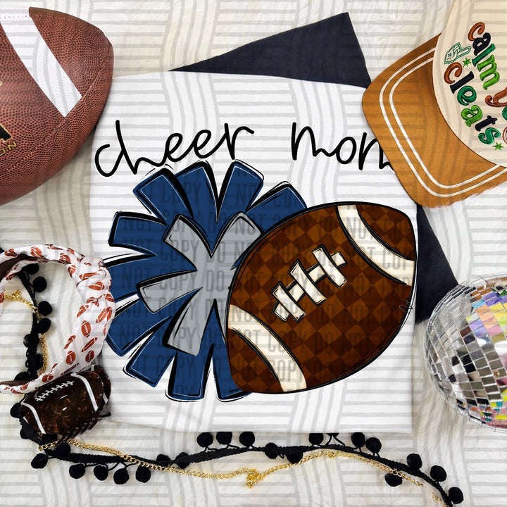 Cheer Mom DTF transfer in Navy & Grey