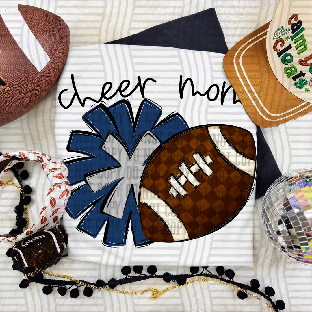 Cheer Mom DTF transfer in Navy & Silver
