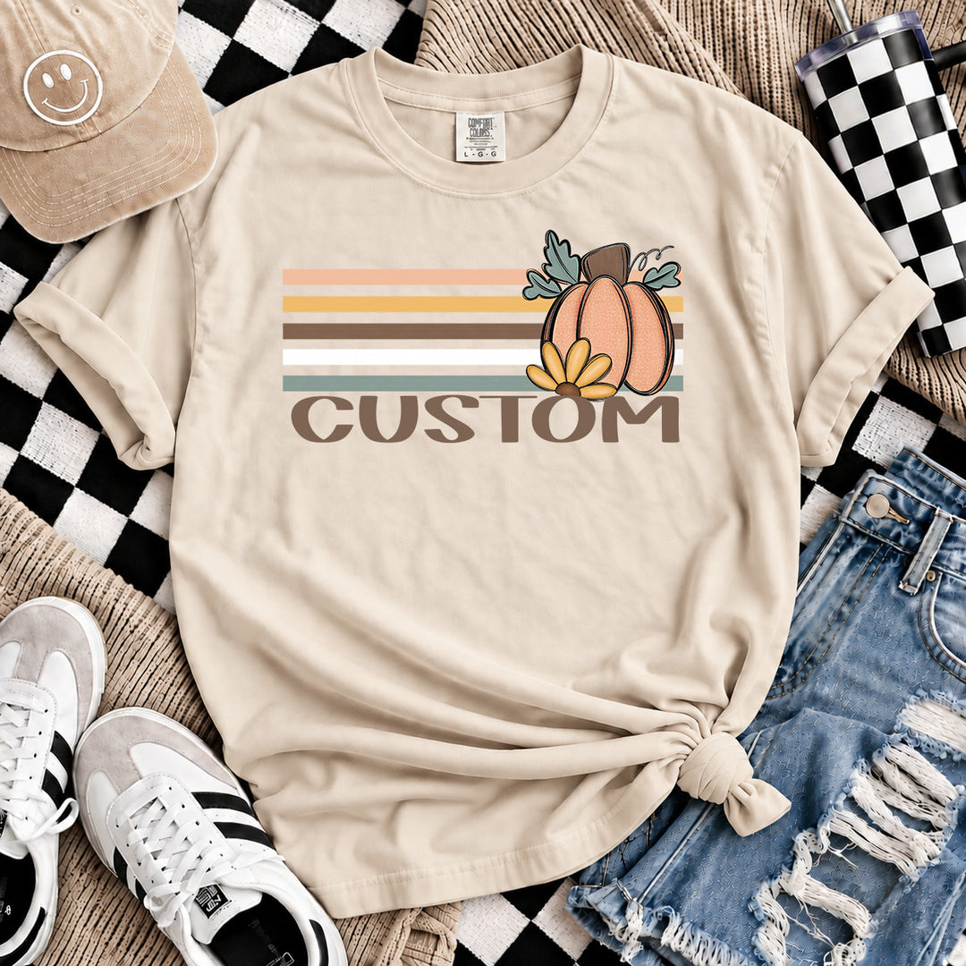 Neutral Fall Retro Stripe custom name DTF transfer mockup
