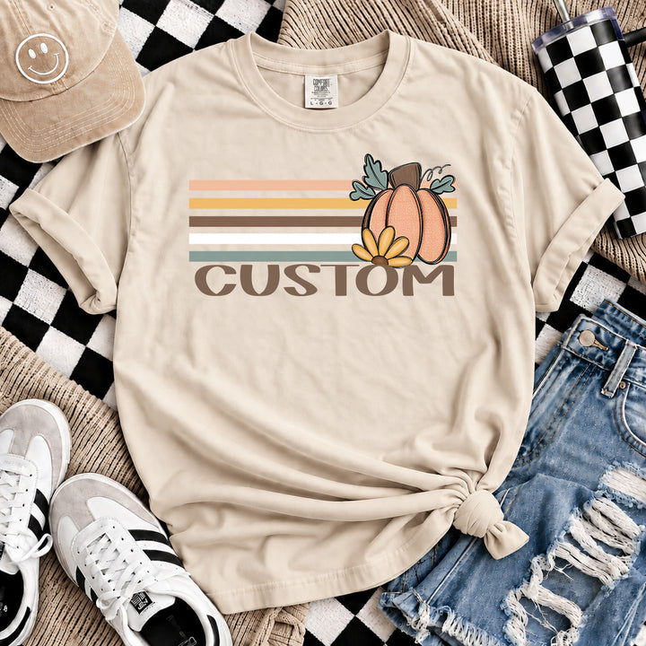 Neutral Fall Retro Stripe custom name DTF transfer mockup