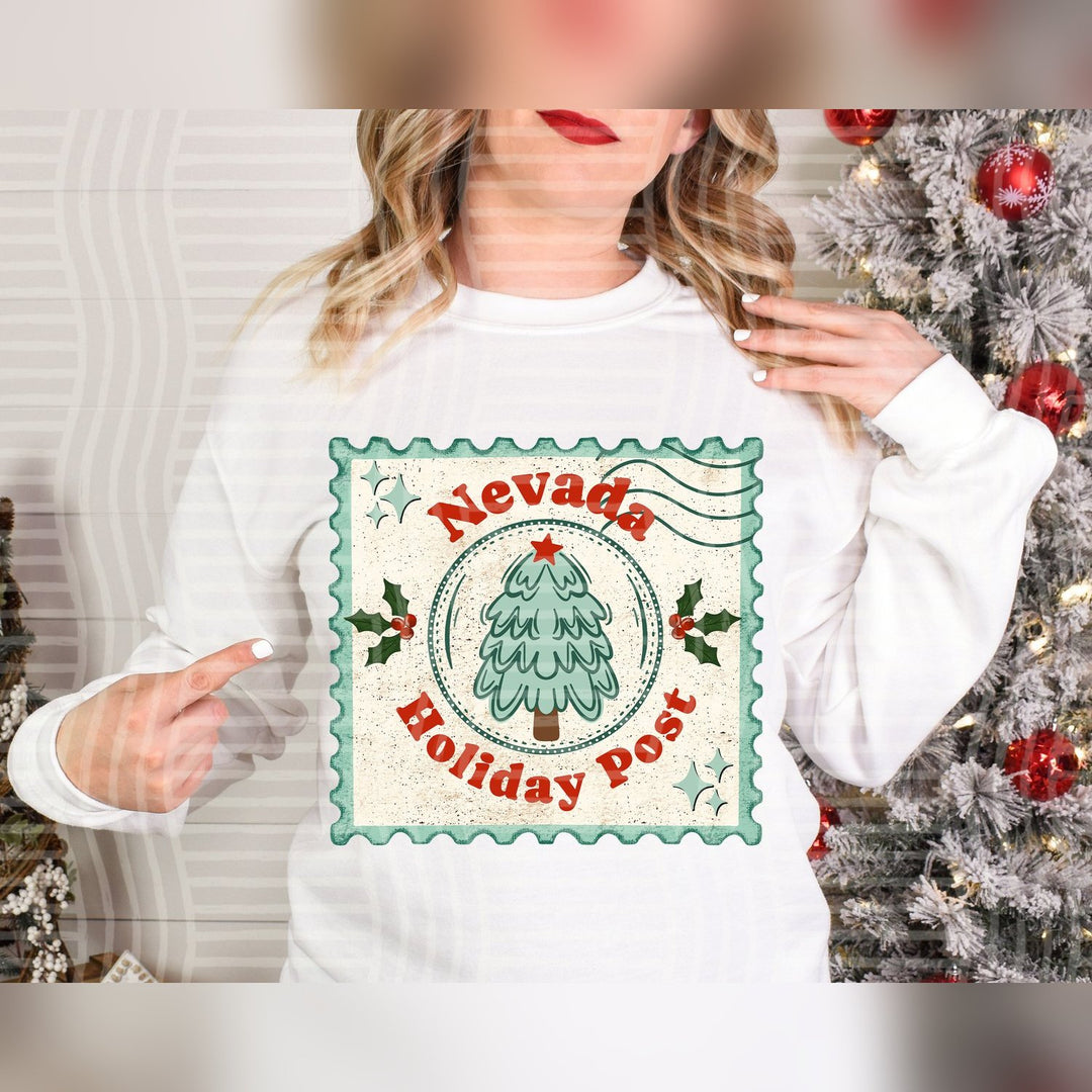 Nevada Holiday Post State Stamps DTF transfer