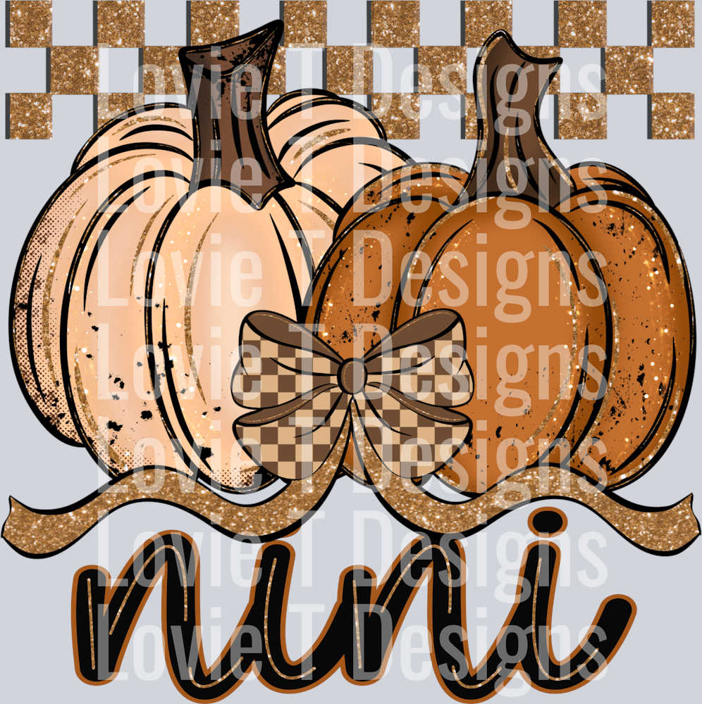 Nini Fall Checkered Glitter Pumpkin